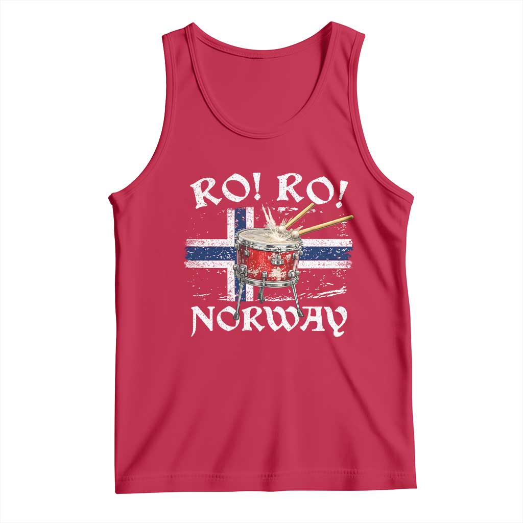 Funny Norway Drummer Ro Ro Tank Top Patriotic Norge Norwegian Flag Rowing Support TS02 Red Print Your Wear