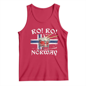 Funny Norway Drummer Ro Ro Tank Top Patriotic Norge Norwegian Flag Rowing Support TS02 Red Print Your Wear