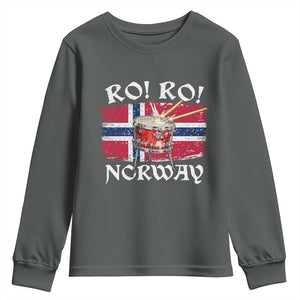 Funny Norway Drummer Ro Ro Youth Sweatshirt Patriotic Norge Norwegian Flag Rowing Support TS02 Dark Heather Print Your Wear