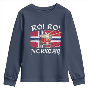 Funny Norway Drummer Ro Ro Youth Sweatshirt Patriotic Norge Norwegian Flag Rowing Support TS02 Navy Print Your Wear