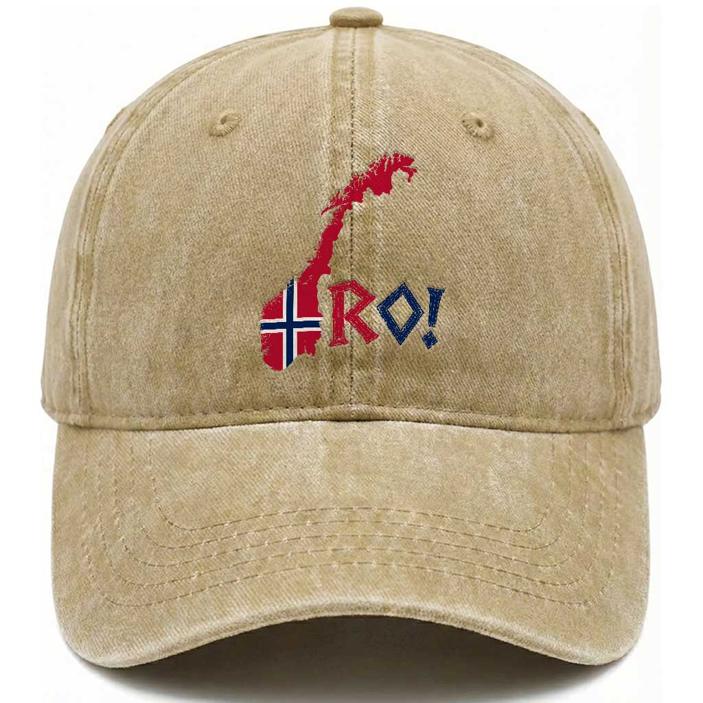 Norway Flag Country Map Patriotic Ro Ro Chant Washed Cotton Baseball Cap Norwegian Viking Row Soccer Supporter Football Fans TS02 Print Your Wear