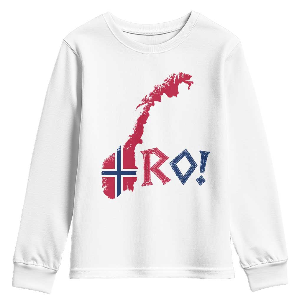 Norway Flag Country Map Patriotic Ro Ro Chant Youth Sweatshirt Norwegian Viking Row Soccer Supporter Football Fans TS02 White Print Your Wear