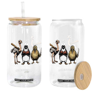 Flight Was Never An Option Flightless Birds Glass Can Funny Ostrich Penguin Kiwi Brawler Dark Humor Graphic TS02 Print Your Wear