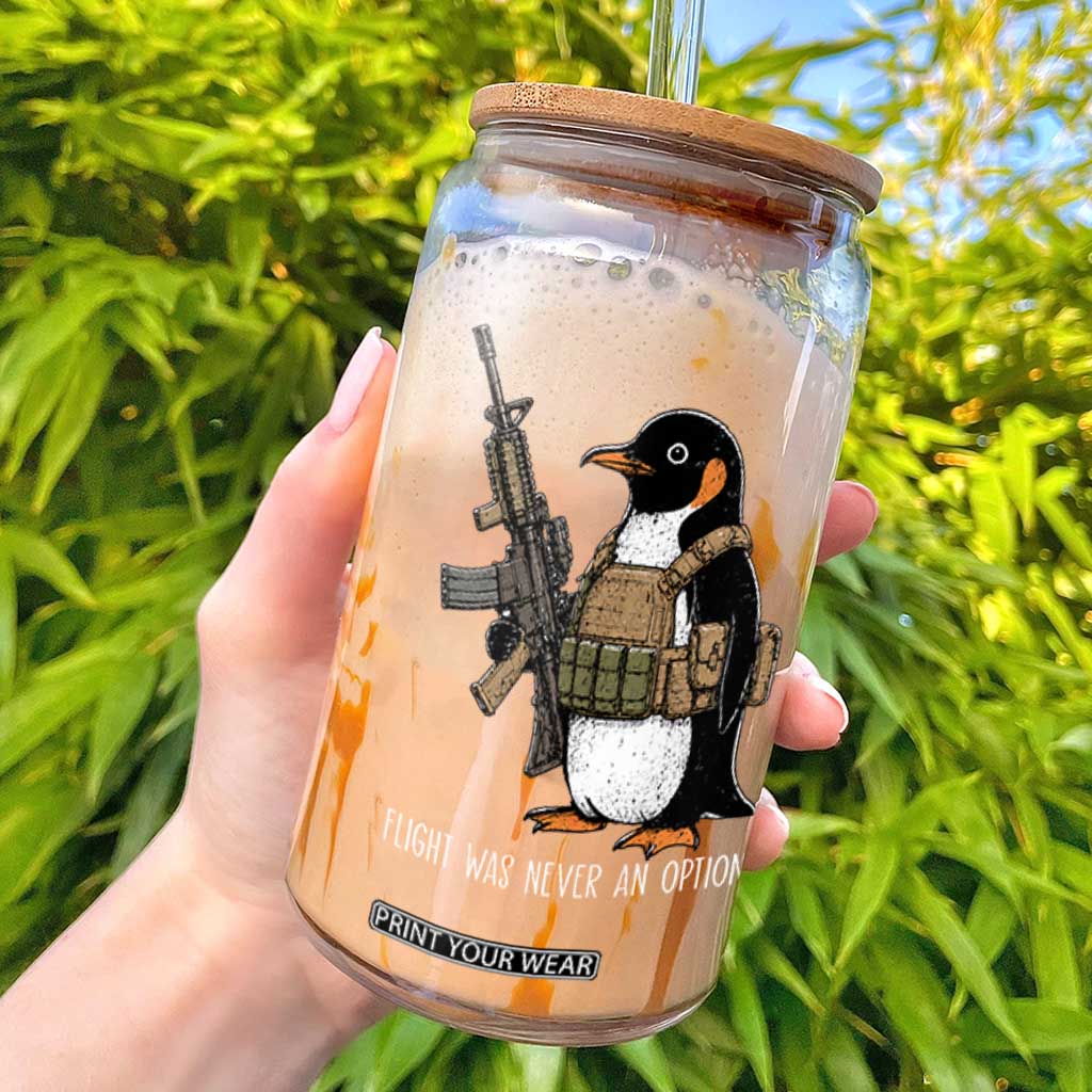 Flight Was Never An Option Tactical Penguin Glass Can Funny Military Camo Vest Combat Animal Dark Humor Graphic TS02 Black Print Your Wear