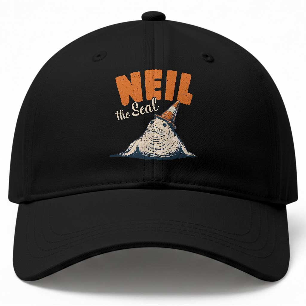 Vintage Neil the Seal Wearing Traffic Cone Hat Meme Baseball Cap Cute Retro Viral Chaotic Southern Elephant Seal TS02 Print Your Wear