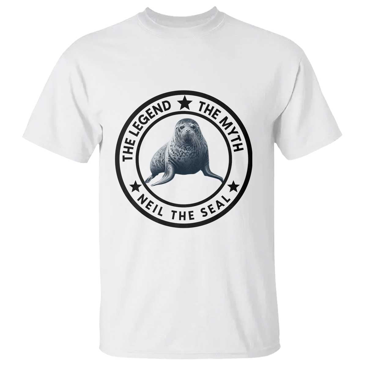 The Legend The Myth Neil The Seal Emblem Graphic T Shirt Funny Viral Southern Elephant Seal Meme TS02 White Print Your Wear