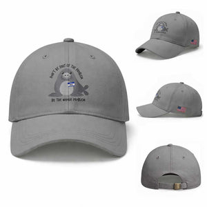 Funny Be The Whole Problem Neil the Seal Meme Baseball Cap Cute Sarcastic Elephant Seal with Name Tag TS02 Baseball Cap Universal Fit Sport Gray Print Your Wear