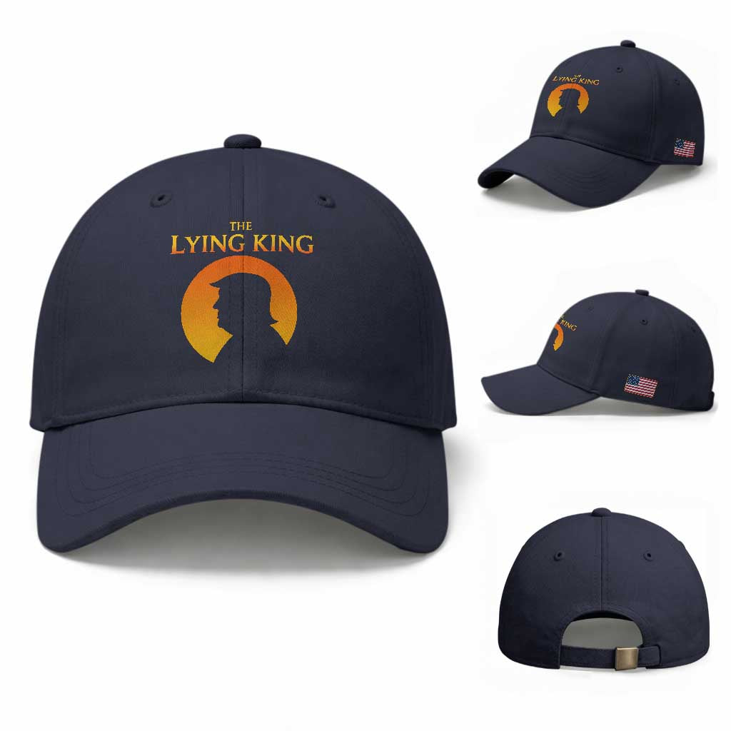 The Lying King Silhouette Sunrise Political Satire Parody Graphic Baseball Cap TS02 Baseball Cap Universal Fit Navy Print Your Wear
