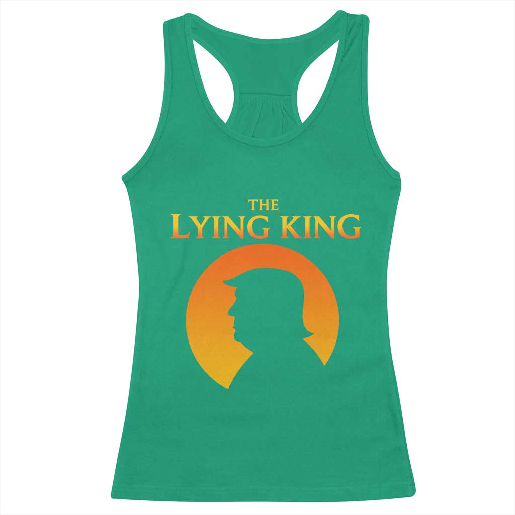 The Lying King Silhouette Sunrise Political Satire Parody Graphic Racerback Tank Top TS02 Irish Green Print Your Wear