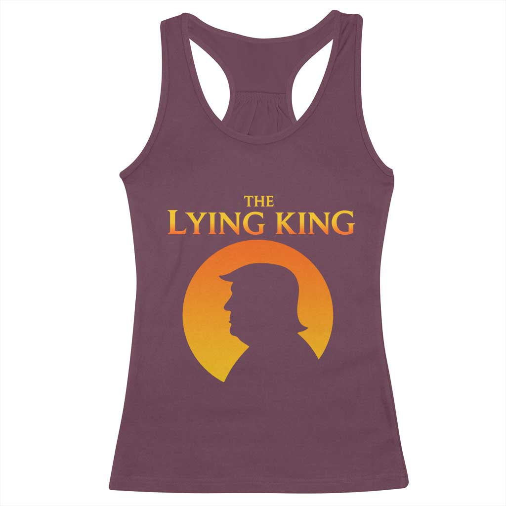 The Lying King Silhouette Sunrise Political Satire Parody Graphic Racerback Tank Top TS02 Maroon Print Your Wear