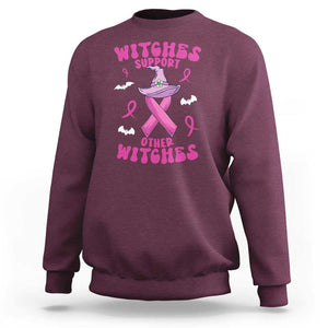 Witch Breast Cancer Warrior Sweatshirt Witches Support Other Witches Halloween Vibe TS02 Maroon Print Your Wear