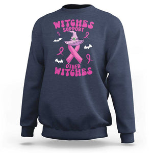 Witch Breast Cancer Warrior Sweatshirt Witches Support Other Witches Halloween Vibe TS02 Navy Print Your Wear