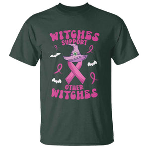 Witch Breast Cancer Warrior T Shirt Witches Support Other Witches Halloween Vibe TS02 Dark Forest Green Print Your Wear