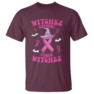 Witch Breast Cancer Warrior T Shirt Witches Support Other Witches Halloween Vibe TS02 Maroon Print Your Wear