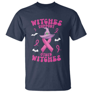 Witch Breast Cancer Warrior T Shirt Witches Support Other Witches Halloween Vibe TS02 Navy Print Your Wear