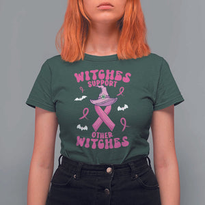 Witch Breast Cancer Warrior T Shirt For Women Witches Support Other Witches Halloween Vibe TS02 Dark Forest Green Print Your Wear