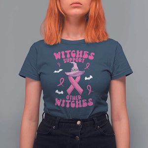 Witch Breast Cancer Warrior T Shirt For Women Witches Support Other Witches Halloween Vibe TS02 Navy Print Your Wear