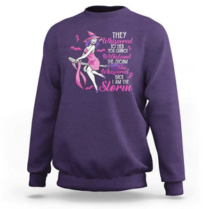 Witch Breast Cancer Sweatshirt I Am The Storm Support Warrior Halloween Vibe TS02 Purple Print Your Wear