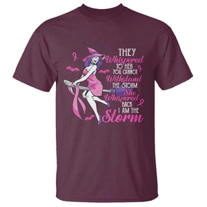 Witch Breast Cancer T Shirt I Am The Storm Support Warrior Halloween Vibe TS02 Maroon Print Your Wear