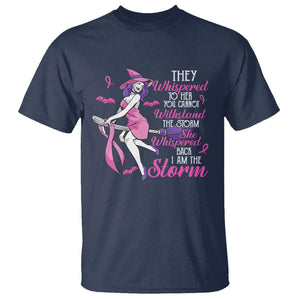 Witch Breast Cancer T Shirt I Am The Storm Support Warrior Halloween Vibe TS02 Navy Print Your Wear