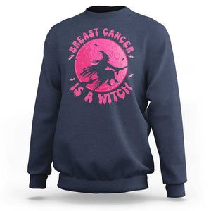 Breast Cancer Is A Witch Sweatshirt Halloween Pink Ribbon Support Warriors TS02 Navy Print Your Wear