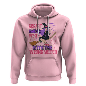 Breast Cancer Witch Hoodie Breast Cancer Messed With Wrong Witch Riding Stick Pink Ribbon Halloween Witch TS02 Light Pink Printyourwear