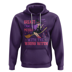 Breast Cancer Witch Hoodie Breast Cancer Messed With Wrong Witch Riding Stick Pink Ribbon Halloween Witch TS02 Purple Printyourwear