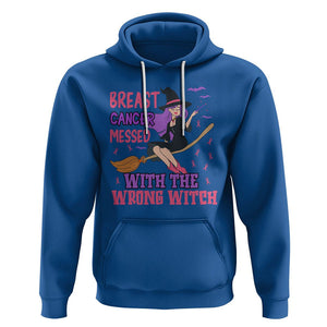 Breast Cancer Witch Hoodie Breast Cancer Messed With Wrong Witch Riding Stick Pink Ribbon Halloween Witch TS02 Royal Blue Printyourwear