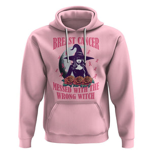 Breast Cancer Witch Hoodie Breast Cancer Messed With Wrong Witch Pink Ribbon Halloween Witch TS02 Light Pink Printyourwear