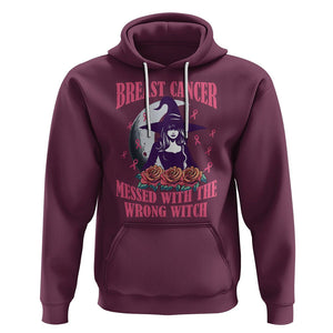 Breast Cancer Witch Hoodie Breast Cancer Messed With Wrong Witch Pink Ribbon Halloween Witch TS02 Maroon Printyourwear