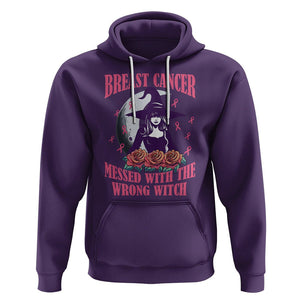 Breast Cancer Witch Hoodie Breast Cancer Messed With Wrong Witch Pink Ribbon Halloween Witch TS02 Purple Printyourwear