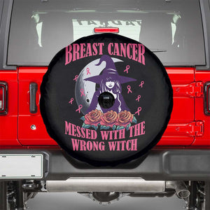Breast Cancer Messed With Wrong Witch Spare Tire Cover Pink Ribbon Halloween Vibe TS02 Black Print Your Wear
