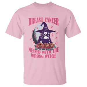 Breast Cancer Witch T Shirt Breast Cancer Messed With Wrong Witch Pink Ribbon Halloween Witch TS02 Light Pink Printyourwear