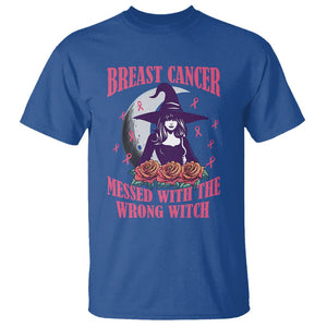 Breast Cancer Witch T Shirt Breast Cancer Messed With Wrong Witch Pink Ribbon Halloween Witch TS02 Royal Blue Printyourwear