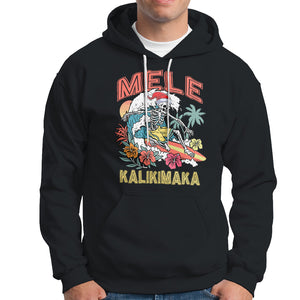 Mele Kalikimaka Hawaiian Christmas Tropical Xmas Surfing Skeleton Hoodie TS02 Black Printyourwear