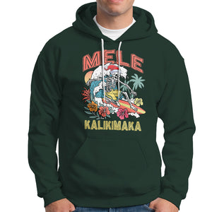 Mele Kalikimaka Hawaiian Christmas Tropical Xmas Surfing Skeleton Hoodie TS02 Dark Forest Green Printyourwear