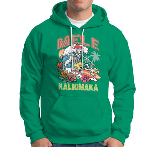 Mele Kalikimaka Hawaiian Christmas Tropical Xmas Surfing Skeleton Hoodie TS02 Irish Green Printyourwear