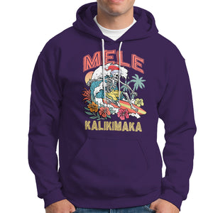 Mele Kalikimaka Hawaiian Christmas Tropical Xmas Surfing Skeleton Hoodie TS02 Purple Printyourwear