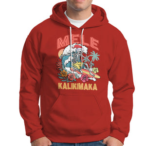 Mele Kalikimaka Hawaiian Christmas Tropical Xmas Surfing Skeleton Hoodie TS02 Red Printyourwear