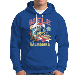 Mele Kalikimaka Hawaiian Christmas Tropical Xmas Surfing Skeleton Hoodie TS02 Royal Blue Printyourwear