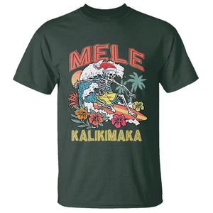 Mele Kalikimaka Hawaiian Christmas Tropical Xmas Surfing Skeleton T Shirt TS02 Dark Forest Green Printyourwear