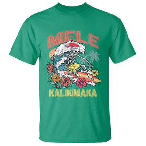 Mele Kalikimaka Hawaiian Christmas Tropical Xmas Surfing Skeleton T Shirt TS02 Irish Green Printyourwear