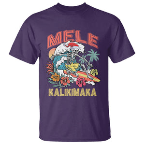 Mele Kalikimaka Hawaiian Christmas Tropical Xmas Surfing Skeleton T Shirt TS02 Purple Printyourwear