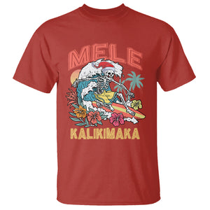 Mele Kalikimaka Hawaiian Christmas Tropical Xmas Surfing Skeleton T Shirt TS02 Red Printyourwear