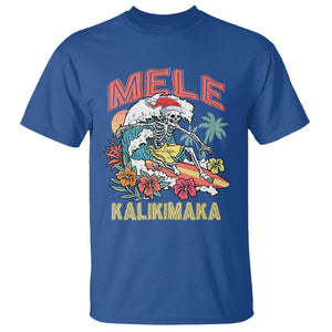 Mele Kalikimaka Hawaiian Christmas Tropical Xmas Surfing Skeleton T Shirt TS02 Royal Blue Printyourwear