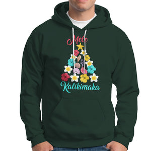 Tropical Island Hawaii Flowers Christmas Tree Mele Kalikimaka Hoodie TS02 Dark Forest Green Printyourwear