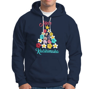 Tropical Island Hawaii Flowers Christmas Tree Mele Kalikimaka Hoodie TS02 Navy Printyourwear