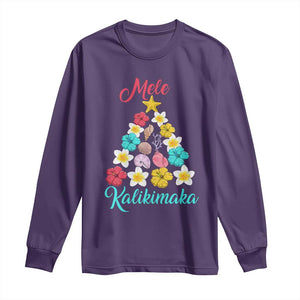 Christmas in Hawaii Long Sleeve Shirt Mele Kalikimaka Hawaiian Tropical Flowers TS02 Purple Print Your Wear