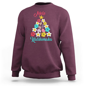 Tropical Island Hawaii Flowers Christmas Tree Mele Kalikimaka Sweatshirt TS02 Maroon Printyourwear