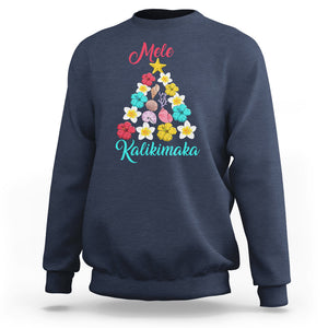 Tropical Island Hawaii Flowers Christmas Tree Mele Kalikimaka Sweatshirt TS02 Navy Printyourwear